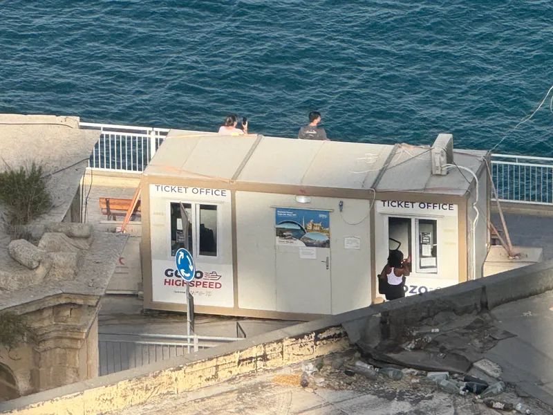 The Gozo Highspeed ticket office on Lascaris Wharf. You buy here, then walk straight down to the catamaran.